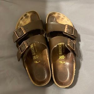 Brown leather Birkenstocks. 36 or 6.5